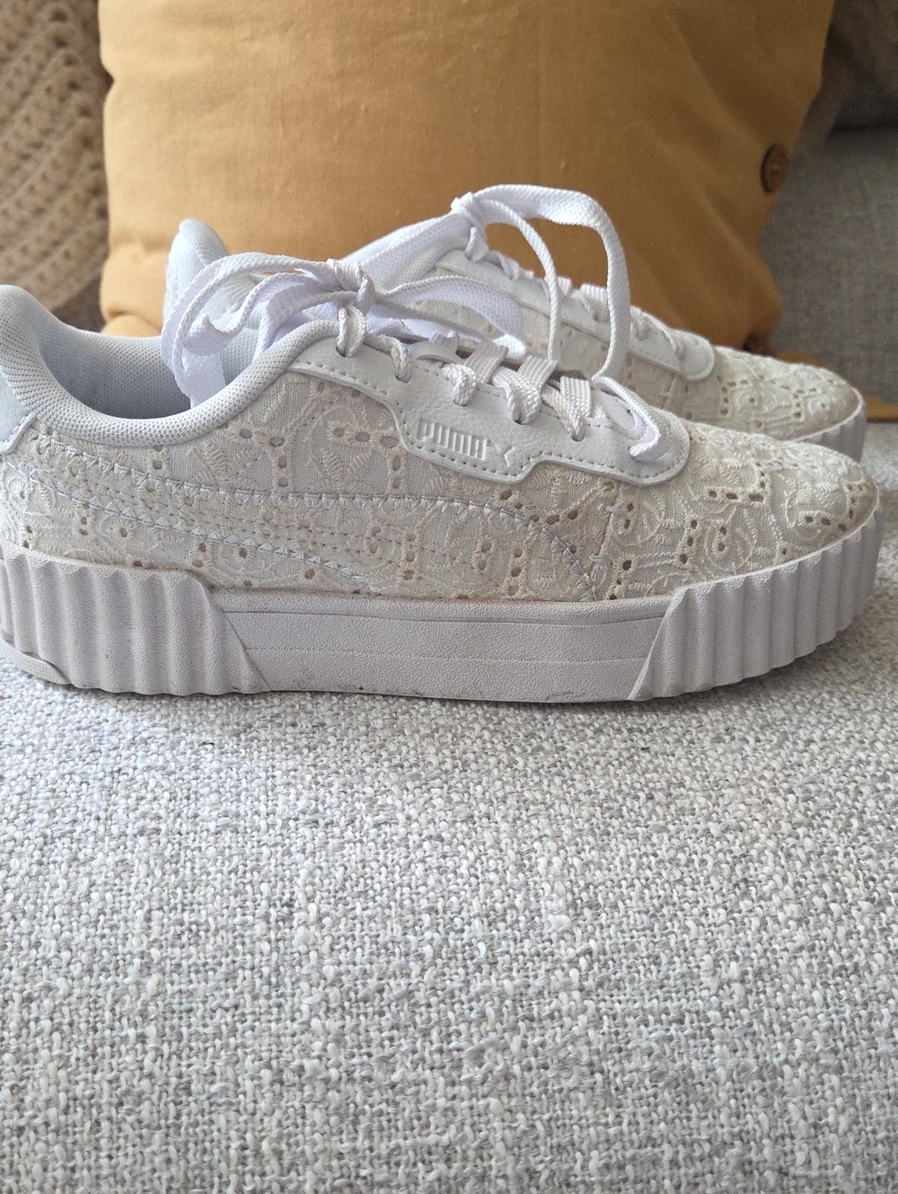 Puma Women's Lace-Overlay Platform Sneaker in Ivory